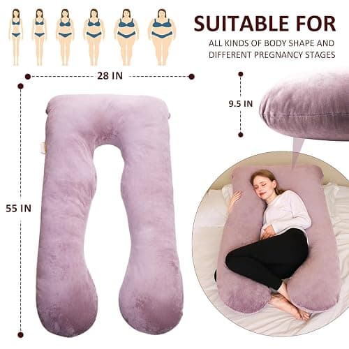 Chilling Home Coussin de Grossesse,Coussin Allaitement en Forme de U en Velours Amovibl, Coussins de Maternité et Corps pour Dormir,Violet thumbnail 2