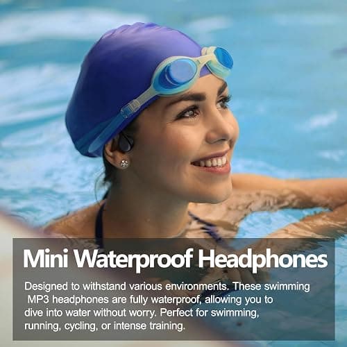 Dnniakm Swimming Headphones,Bone Conduction Headphones Bluetooth 5.4,IPX8 Waterproof,32G Memory Sports Headphone,Underwater Headphone with MP3-Player for Swim,Open Earphones for Swimming (Black X20) thumbnail 5