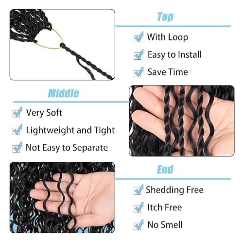 24 Inch Senegalese Twist Crochet Hair with Curls 9 Packs Pre-Looped Boho Island Twist Crochet Braids with Curly Ends Pre-Twisted Goddess Senegalese Twist for Women Braiding Hair Extensions 1B# thumbnail 3