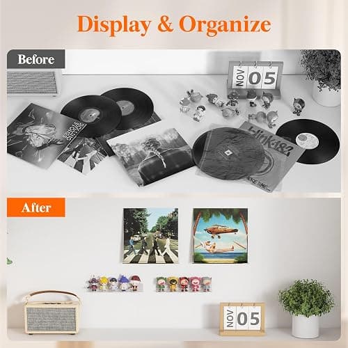 Lifewit 1.5" x 12" Narrow Floating Shelves for Vinyl Record 6 Pack, Clear Wall Shelves for Nail Polish/Book/Picture/Makeup, Acrylic Display Shelf Organizer for Bedroom, Living Room, Bathroom Decor thumbnail 4