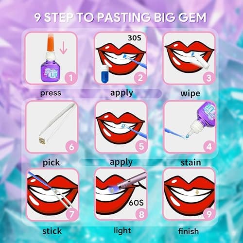 Luretrap Y2K Trendy 30 Pieces Crystal Tooth Gem Kit - Unleash Your Sparkly Smile, NTGK-24462 thumbnail 7