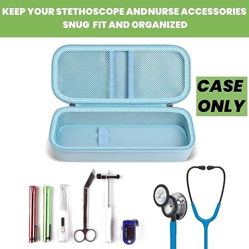 Stethoscope Case Compatible with 3M Littmann Classic III Monitoring/Lightweight II S.E/Cardiology IV Diagnostic/MDF Acoustica Stethoscopes, Extra Pocket for Doctor & Nurse Accessories (Light Blue) thumbnail 2