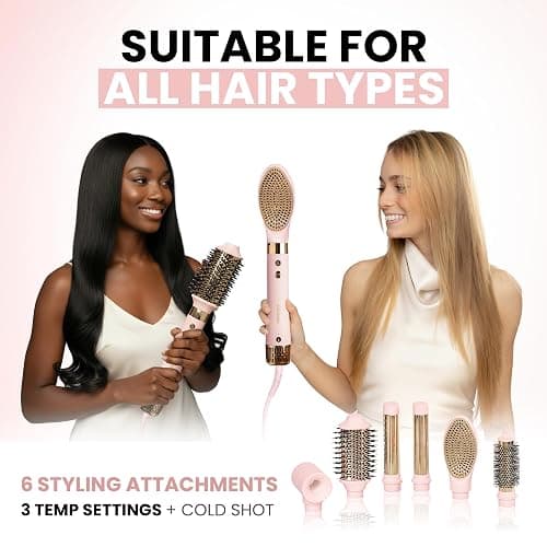 ELLA BELLA® 6 in 1 Professional Hot Air Styler • Powerful Hair Dryer & Straightener Set • Styling Without Heat Damage • Fast Drying Curling Volumizing Straightening • Includes Protective Travel Case thumbnail 6