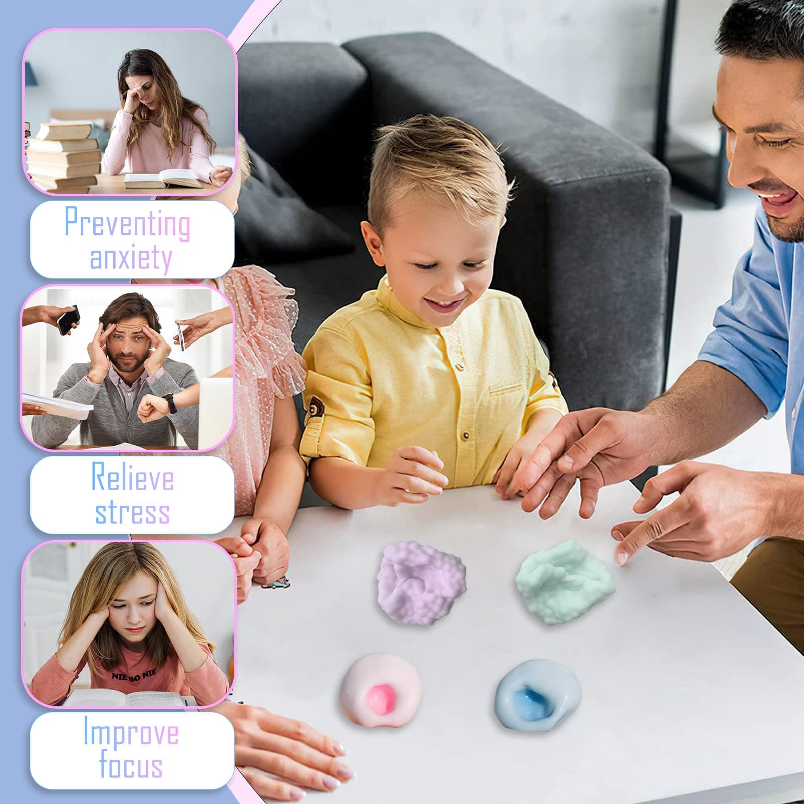 Set of 4 Stress Balls for Adults, Squeeze Toy, Grape Stress Ball, Stress Relief Sand Sticky Balls, Anti Stress Toy, Squeeze Ball for Birthday Party, Anti Stress Ball for Adults thumbnail 4
