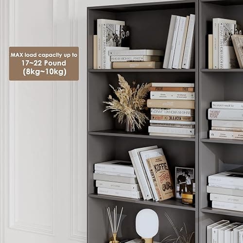 FOTOSOK 6-Tier Open Bookcase and Bookshelf, Freestanding Display Storage Shelves Tall Bookcase for Bedroom, Living Room and Office, Dark Gray thumbnail 6