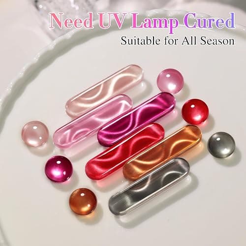 Double Rhythm Cat Eye Gel Nail Polish Set of 6 Same Color Same Bottle 0.5 Oz Shimmer Glitter with Magnet Holographic Reflective Magnetic UV Nail Polish Kit at Home (Glass Brown Red Nude-T6-43) thumbnail 7