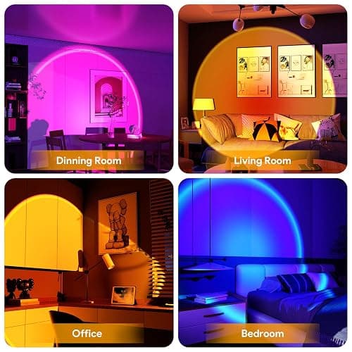 Bavcieu Sunset Lamp Projection Led Lights with Remote, Multicolor Night Light 360° Rotation Rainbow Lights 4 Modes Setting for Photography/Selfie/Party/Home/Living Room/Bedroom Decor, Gifts for Women thumbnail 7