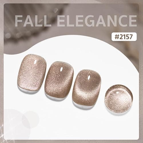 GAOY Champagne Glassy Cat Eye Gel Nail Polish, 16ml Glitter Holographic Nail Polish with Magnet, Reflective Translucent UV Gel, 2157 Fall Elegance thumbnail 2