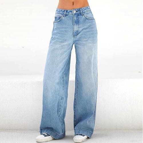 Women Wide Leg Pants Jeans High Waist Baggy Jeans Loose Boyfriends Stretch Jeans Fashion Y2k Teen Girls Denim Pants thumbnail 5