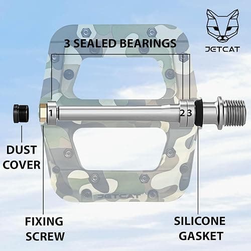 JETCAT Mountain Bike Pedals Flat - MTB Pedals Flat, Bicycle Pedals for BMX/MTN/Road/Gravel/EBike, BMX Pedals, Platform Pedals, Adults & Kids Bike Replacement Upgrades Parts 9/16 thumbnail 7