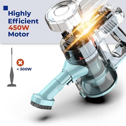 Roomie Tec Corded Stick Vacuum Cleaner - 450W, Lightweight 2 in 1 Handheld with Powerful Suction, Bagless HEPA Filter, Large Dust Capacity, 20ft Cable - Ideal for Floors, Dorm Room, & Home Cleaning thumbnail 2