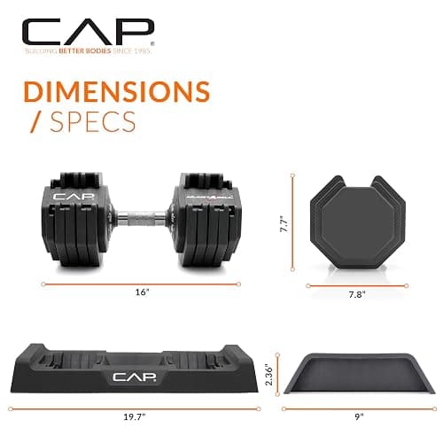 CAP Barbell ADJUSTABELL Adjustable 55 lb Hex Dumbbell Weights - Singles & Pairs | Multiple Handle Options thumbnail 4