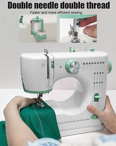 Sewing Machine With 16 Stitches, Mini Electric Sewing Machine,Upgraded Silent Motor, Single/Double-Needle, Multifunctional Sewing Machine,Reverse Stitch, Adjustable Speed compact Size for Beginners thumbnail 5