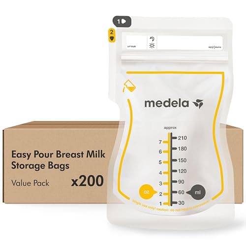Medela Easy Pour Breastmilk Storage Bags 200 Count 7oz/210ml Disposable, Leakproof, Fast Freeze, Breast Milk Protection Recyclable & BPA Free (Pack of 6) - Image 1