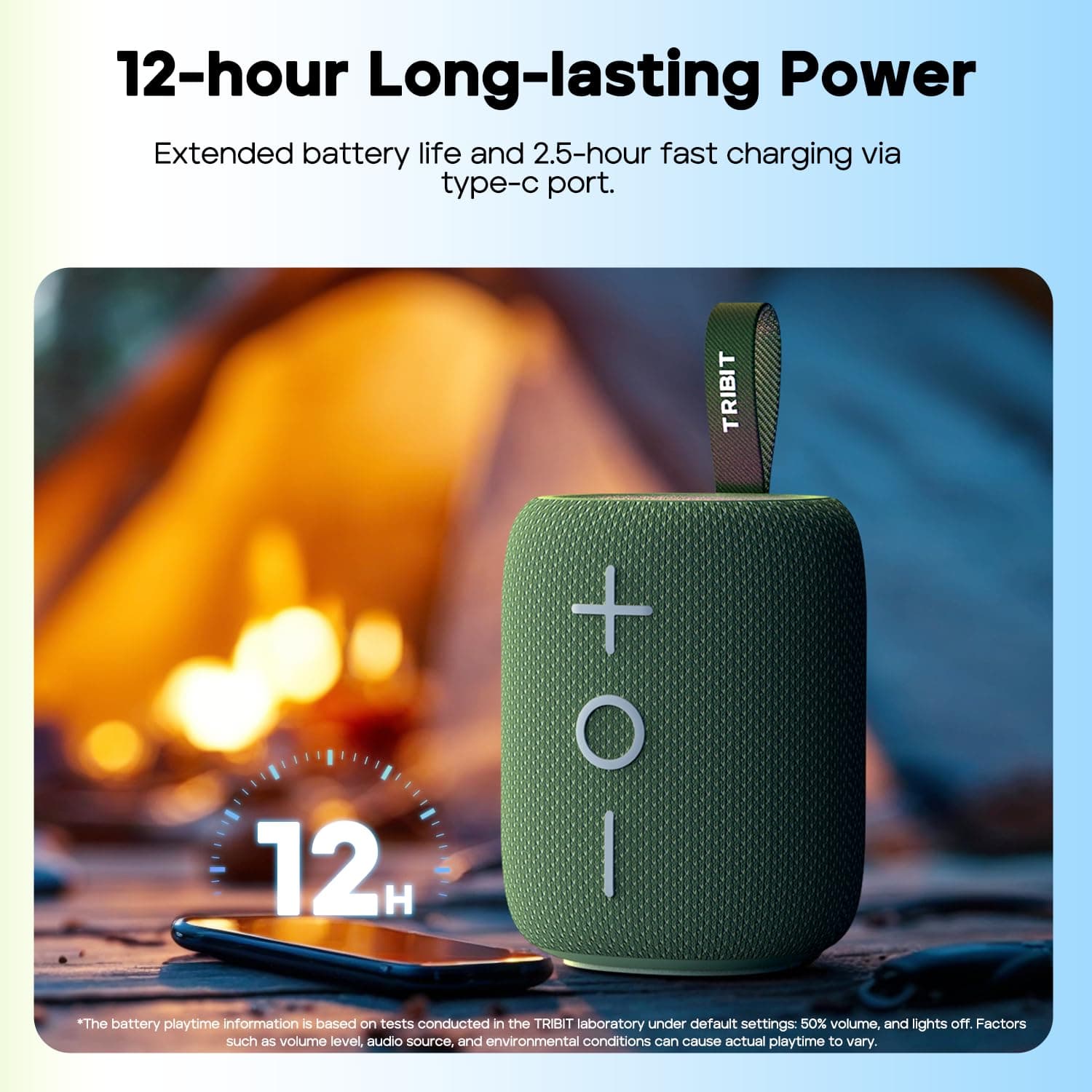 Tribit StormBox Mini+ Bluetooth Speaker 12W,360°Surround Sound,12H Playtime,BT 5.4,IPX7 Waterproof,LED Lights,Custom EQ,TWS Pairing,Type-C, AAC/SBC Support,Portable for Home/Outdoor/Travel Green thumbnail 7