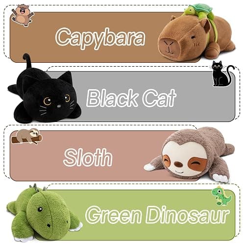 SQEQE Weighted Stuffed Animals Capybara Plush, Weighted Capybara Stuffed Animals with Turtle Backpack, Soft Pillow Toy for Kids Adults, Birthday Presents 13.8 Inch, 1.7 Lbs thumbnail 9