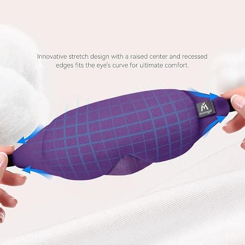 Mavogel Cotton Sleep Eye Mask, Breathable Light Blocking Sleep Mask | Soft Comfortable Night Eye Mask for Men Women, Eye Cover for Travel/Sleeping/Shift Work, Includes Travel Pouch (Purple) thumbnail 5