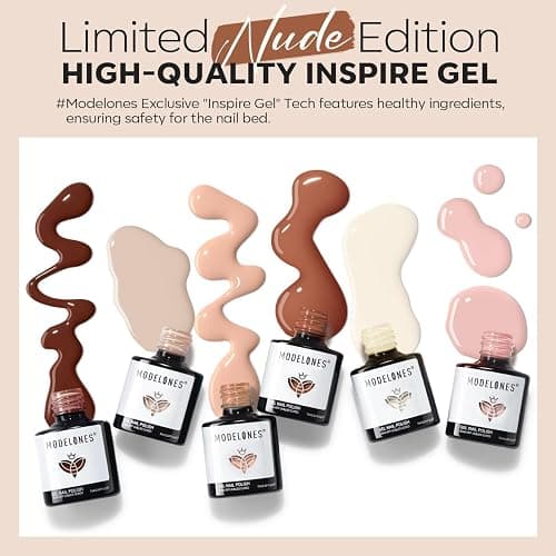 Modelones Gel Nail Polish 6 Colors Nude Pink Gel Polish Skin Tones Neutral Milky White Pink Brown Soak Off Gel Nail Kit Manicure DIY Nail Art Salon Home Gift thumbnail 2