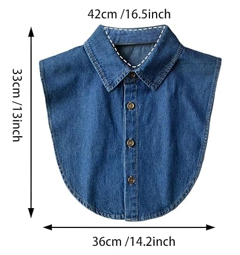 AruiLeo Denim Fake Collar Shirt Detachable,Versatile Accessories Dickey Collars Blouse Top for Women Girls Decorative Favors thumbnail 6