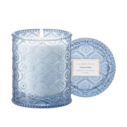 LA JOLIE MUSE Citrus Mint Candle – Yuzu, Mint & Tonka | 6 oz Natural Soy Wax | 40 Hours Clean Burn | Gift-Ready for Hosts | Fresh Citrus Candle | Elegant Home Décor - Image 1