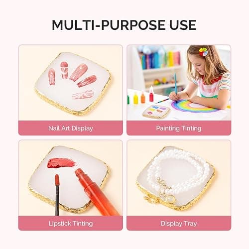MelodySusie 1PC Square Shape Resin Nail Art Palette, Professional Color Mixing Board for Gel Polish, Acrylics, Pigment Blending, Salon and DIY Makeup Artist Tool, White thumbnail 7