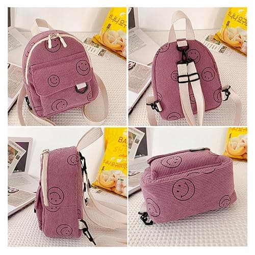 Small Backpack Purse Cute Mini Corduroy Bookbag Toddler Backpack School Bags for Women Girls Boys Teens Kids (brown) thumbnail 6