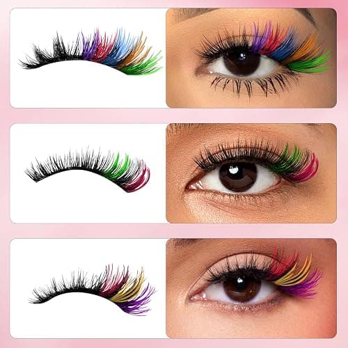 Fairy Colored Lash Extensions Clusters, False Eyelashes, Individuals Eyelash Clusters Diy Colored Eyelash Kit 6 Colors Rainbow Individual Eye Lashes 14/16mm D Curl Blue, Purple（120pcs)（No Glue） - 120 PCS thumbnail 3