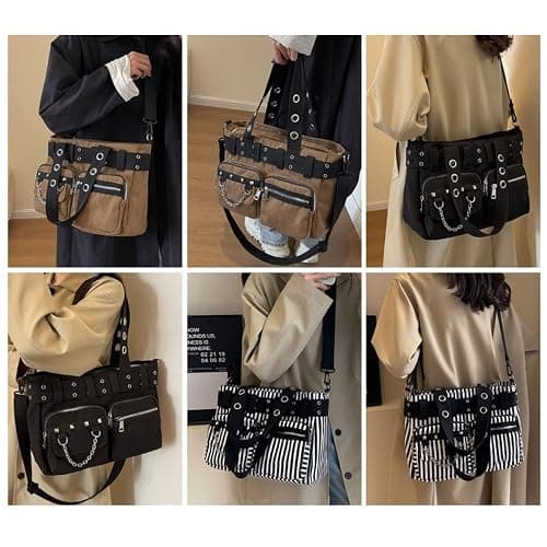 KANGDAWEI Steampunk Goth Messenger Bag, Fashion Punk Gothic Shoulder Bag thumbnail 7