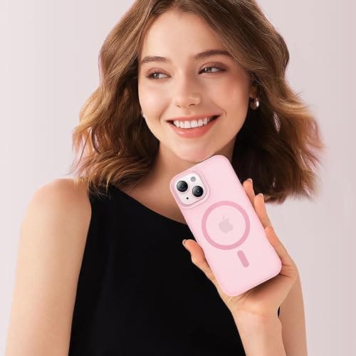 jaroco for iPhone 15 Case,with Magnetic[Liquid Silicone][Compatible with MagSafe] [Military Grade Drop Protection] Translucent Matte Shockproof Phone Cover Phone Case-Pink thumbnail 7