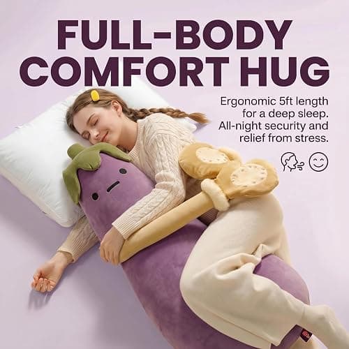Mango King Plush Hugging Pillow, Smart Eggplant Mango Patting Pillows with Remote Control, Heating & Bluetooth Recording, Partner Plush Comfort Hug Pillow for Adults (Eggplant Tapping + Heating, S) thumbnail 2
