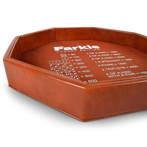 RNK Gaming Farkle Luxury Edition Brown PU Leather Dice Tray thumbnail 4