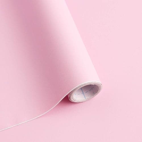 197"x17.7" Pink Wallpaper Solid Color Peel and Stick Wallpaper Pink Contact Paper Self-Adhesive Removable Wall Paper for Wall Covering Cabinet Countertop Vinyl Roll - Image 1