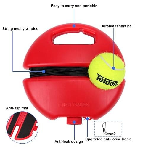 Teloon Solo Tennis Trainer Rebound Ball with String for Self Tennis Practice Training Tool for Adults or Kids Beginners with 2 String Balls Elastic and a Portable Mesh Bag thumbnail 2