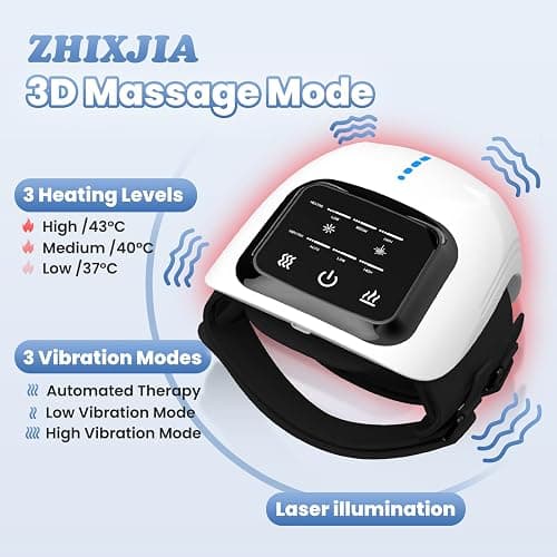 ZHIXJIA Knee Massager with Heat, 3-in-1 Smart Portable, 3 Vibration Modes and 3 Heating Levels LED Vitality Joints Knee Massager, Gift for Men and Women, White thumbnail 3