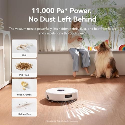 NARWAL Freo X10 Pro Robot Vacuum and Mop Combo, 11,000Pa Suction,DualFlow Tangle-Free System,MopExtend Edge Cleaning,Self-Emptying,Auto Mop Wash & Dry,for Pet Hair & Hard Floors,White thumbnail 3