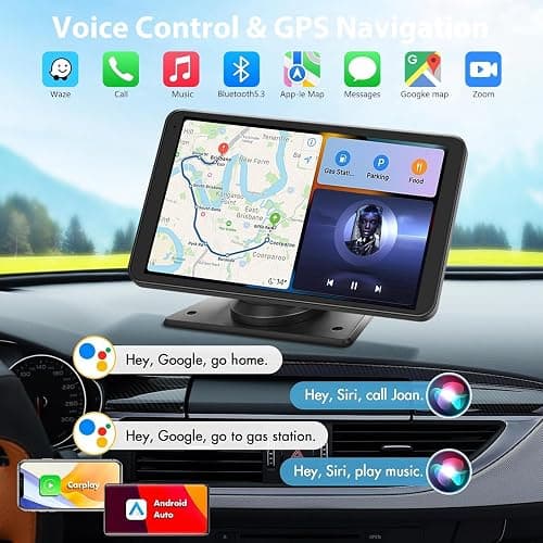 Carplay Screen for Car, 7" HD Wireless Portable Car Play Touchscreen Stereo with Android Auto Mirror Link/Backup Camera/GPS Navigation/Satellite Radio for All Vehicles thumbnail 3