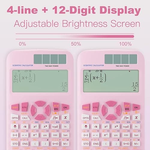 Scientific Calculators,Rudnia Pink Calculators with 4-line Display,10+2 Digits and 552 Function Calculator,School Supplies for Middle High School and College Students (Pink) thumbnail 4
