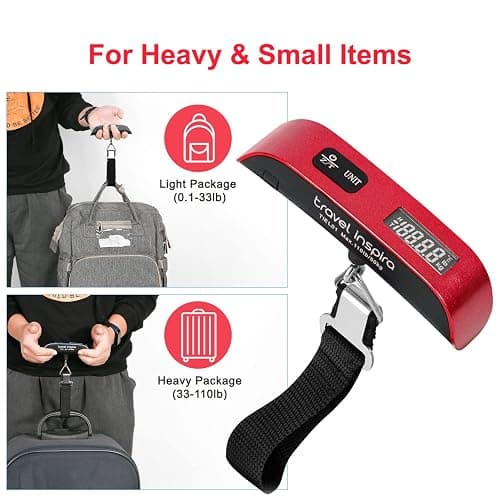 travel inspira Luggage Scale, Portable Digital Hanging Baggage Scale for Travel, Suitcase Weight Scale with Rubber Paint, 110 Pounds, Battery Included thumbnail 6