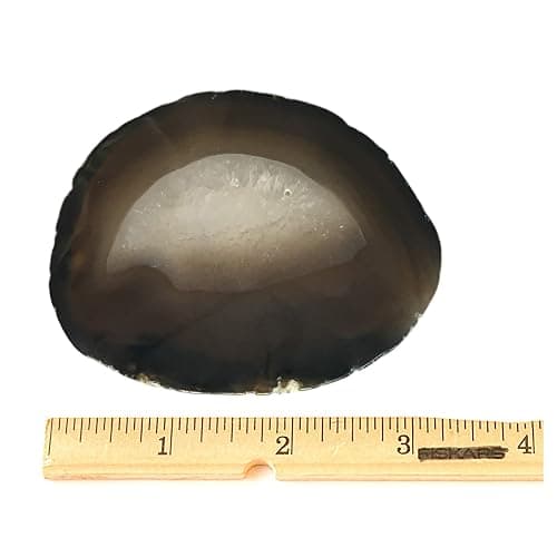 AMOYSTONE Natural Black Agate Coasters Set of 4 Agate Stone Sciles Handmade Coasters for Coffee Table Desk Cup, Small 3-4" thumbnail 5