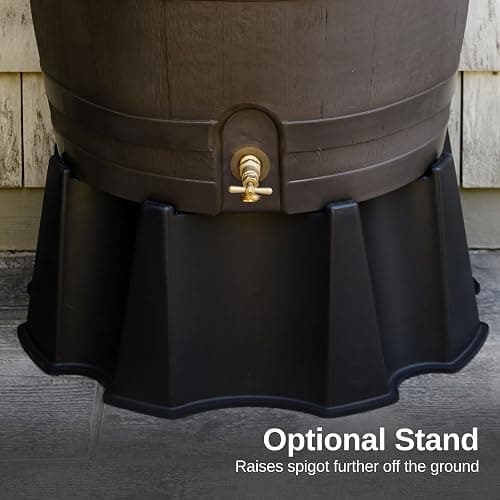 RTS Home Accents 50-Gallon Rain Barrel with Brass Spigot, Flat Back Rain Water Collection Barrel, Walnut Color thumbnail 7