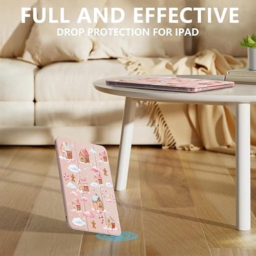 CozyNestCY Cute Christmas Gingerbread Case for 10.9 "Ipad 10Th Cartoon Pink Clouds Cover for Ipad Auto Sleep/Wake Anti-Slip Shockproof Soft Silicone Case Fashion Xmas Shell &Pencil Holder(Girl Women) thumbnail 4