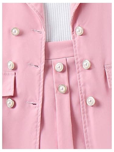 Milumia Girl's 4 Piece Outfits Knit Top Mini Skirt and Blazer Jacket with Hats thumbnail 5