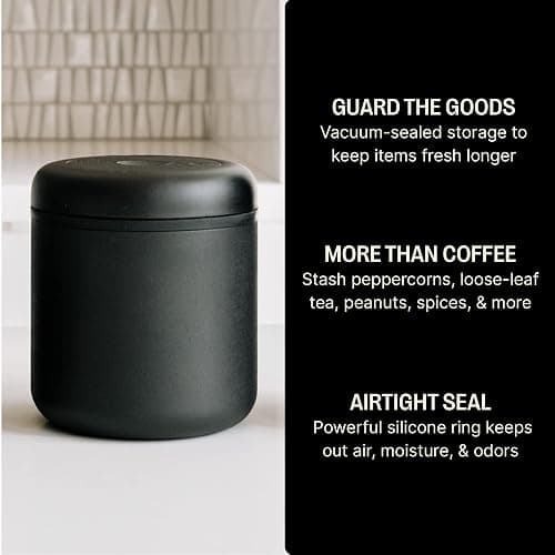 Fellow Atmos Vacuum Coffee Canister & Food Storage Container - 0.7 Liter Canister holds up to 11 oz of Coffee Beans - Airtight Food Storage Containers - Coffee Containers - 0.7 Liter - Matte Black thumbnail 5