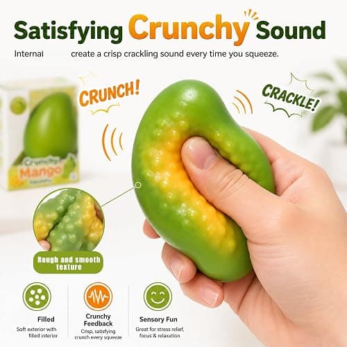 Crunchy Mango Squishy, Moldable Realistic Food Squeeze Toy for Adults 1pcs | Moldable Crunchy Mango Squishy, ASMR Slushy Texture, Non-rebound Squeeze Toy, Adult Stress Relief Party Favor thumbnail 5