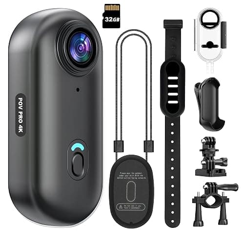 4K Mini WiFi Action Camera 32GB Thumb POV Portable Body Cam Wearable Video Recorder with IPX7 Waterproof Underwater Camcorder, Helmet Mount, Magnetic Sport DV for Bike Cycling, Pet, Vlogging(Black) - Image 1