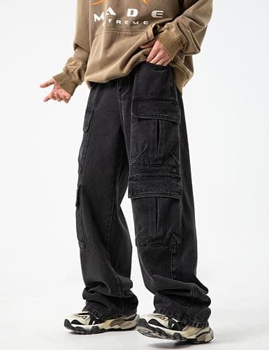 JNCO Men's Baggy Cargo Jeans - Y2K Hip Hop Grunge Loose Fit Streetwear thumbnail 4