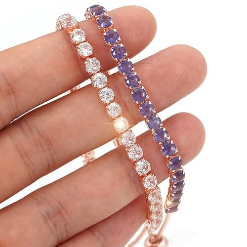Suyi Tennis Bracelets for Women Cubic Zirconia Bracelet Adjustable Slider Bracelet Jewelry thumbnail 2