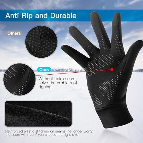 Unigear Lightweight Running Gloves, Touch Screen Anti-Slip Warm Gloves Liners for Cycling Biking Sporting Driving for Men Women thumbnail 4