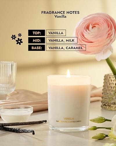 96NORTH | Pure Vanilla Candle | 100% Natural Soy Wax | One Wick Jar Candle | Natural Fragrance Technology | Non Toxic | Up to 35 Hours Burning Time | Aromatherapy Gift for Men and Women thumbnail 2