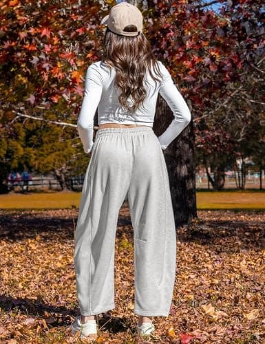 TARSE Women’s Barrel Sweatpants Loose Fit Lounge Pants Casual Wide Leg Pants Cotton Comfy Elastic Waist Joggers with Pockets thumbnail 5